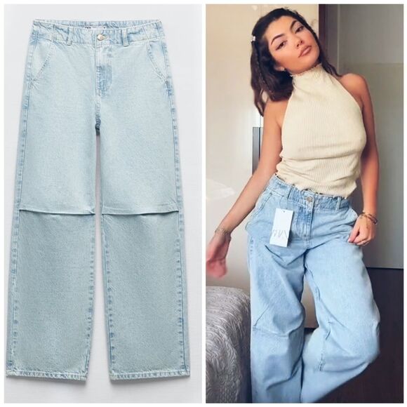 ZARA MID-RISE Z1975 BALLOON JEANS - Picture 1 of 12